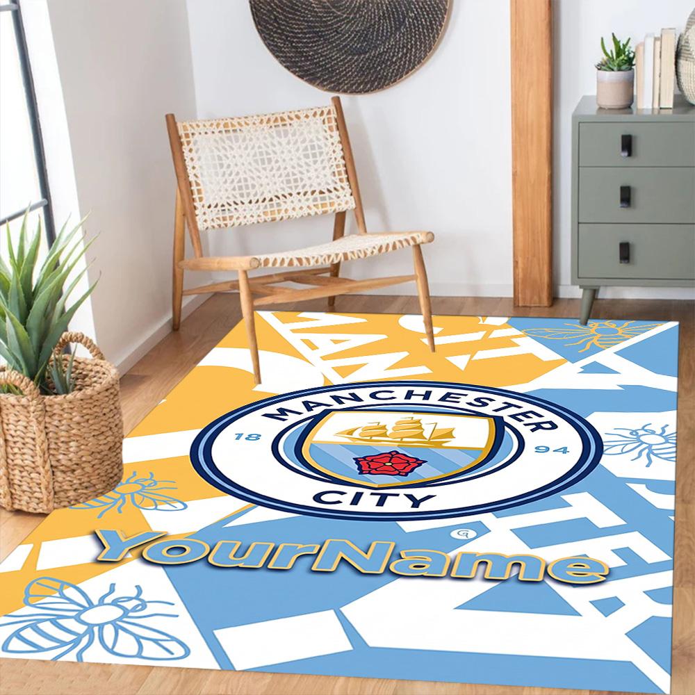 Manchester City 55 Customizable Name Area Rug Design for Decorate room Outdoor Dining Room Entryway Antislip Carpet Office home decor Spiritual Gift
