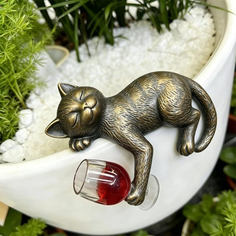 Handcrafted Drunk Cats Figurine Small Shelf Decorative Item Suitable for Work Environment and Home Space