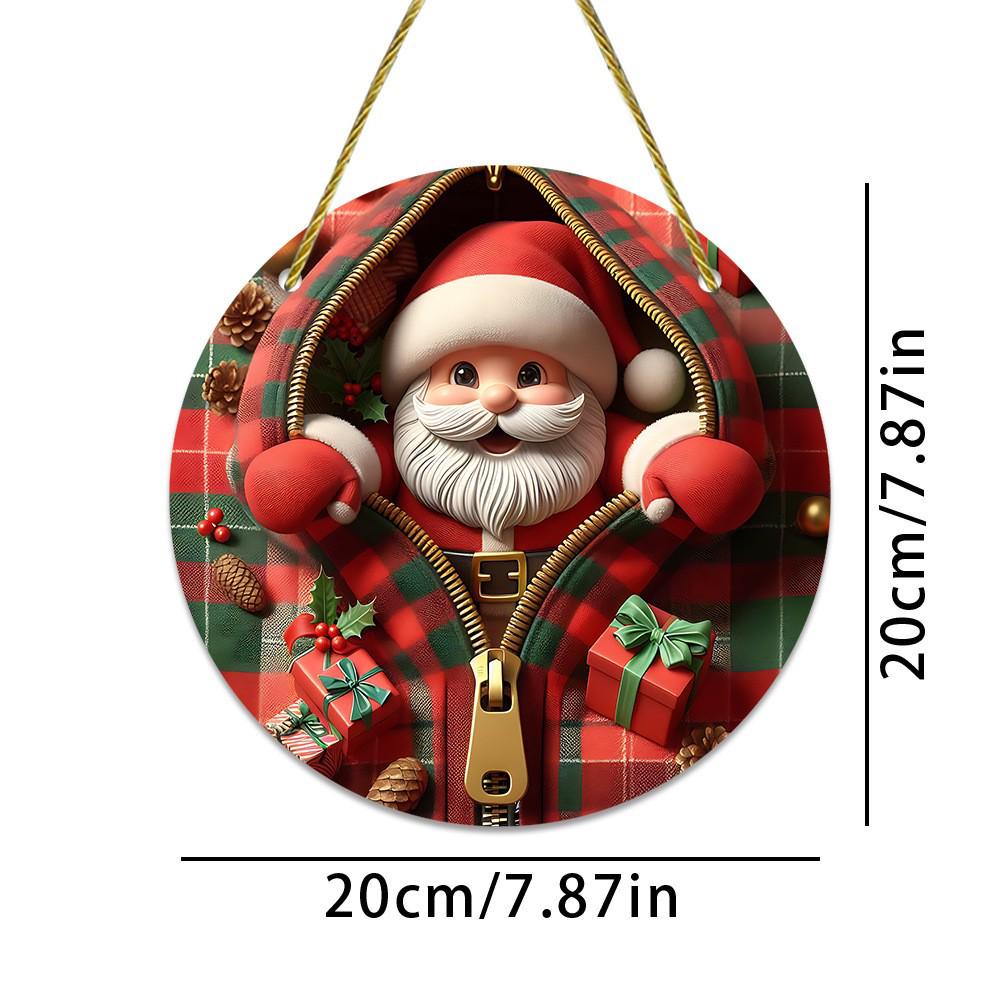 Плоская акриловая подвеска Санта-Клаус Рождественская для двери/окна 20CM