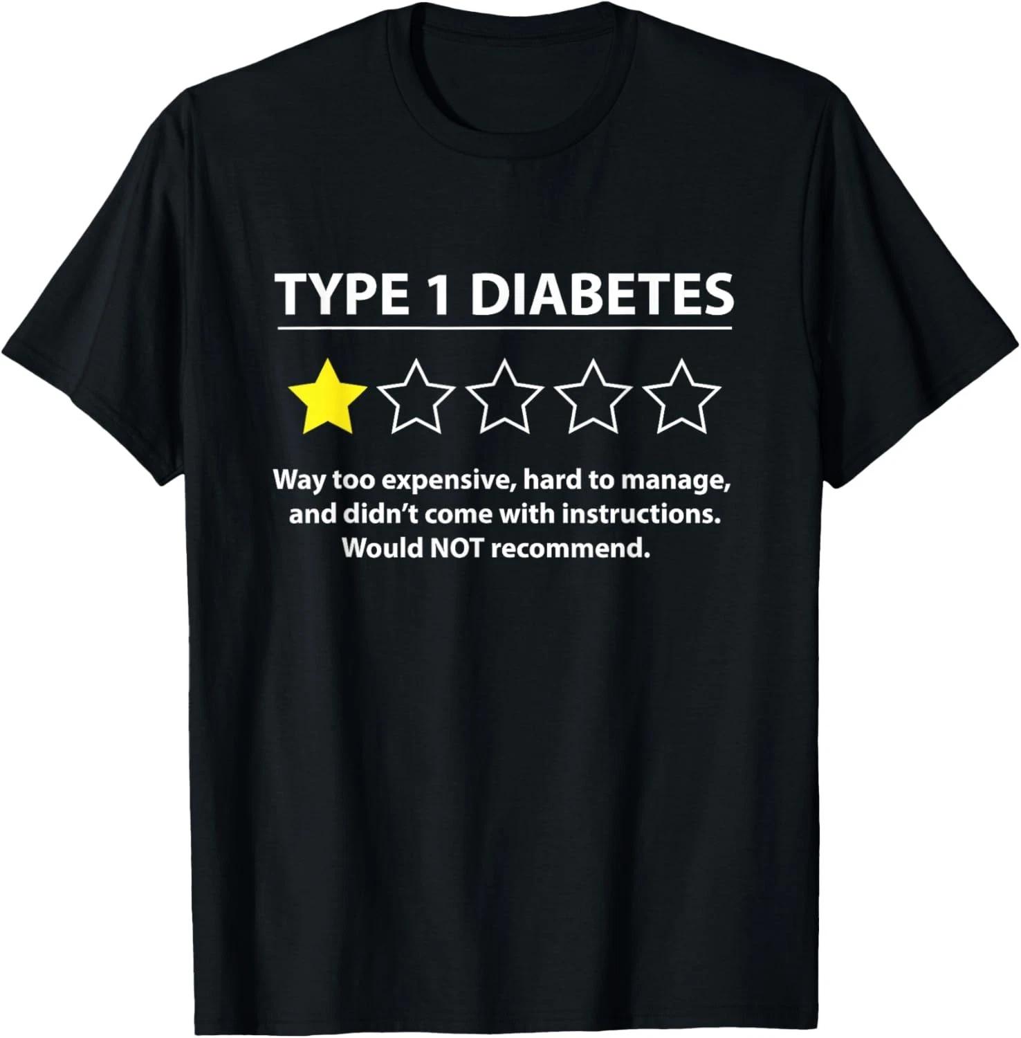 

Type 1 Diabetes T1D One Star Rating Funny Awareness Gift Unisex T-Shirt S