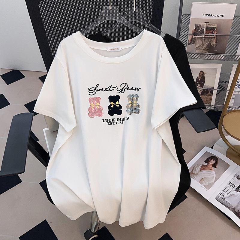 

Women s Plus Size Loose Mid-Length Short-Sleeved Round Neck T-Shirt 5XL белый