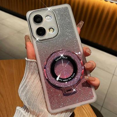 Per Custodia Xiaomi POCO M6 Pro Morbida Glitter con Supporto ad Anello Magnetica Protettiva Cover Posteriore Custodia Per xiaomi poco m6pro 4G Guscio