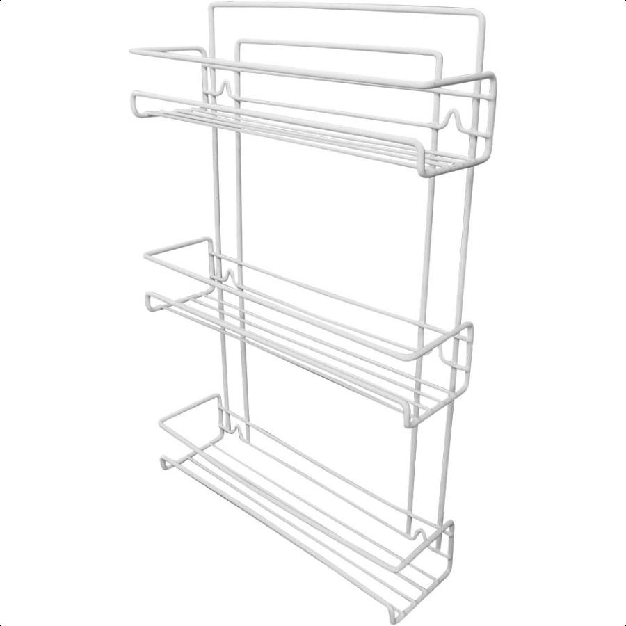 

3-ярусная полка для специй, настенный или дверной органайзер, металлический контейнер для хранения маленьких баночек для специй, вмещает до 18 бутылочек, с белым покрытием S United States