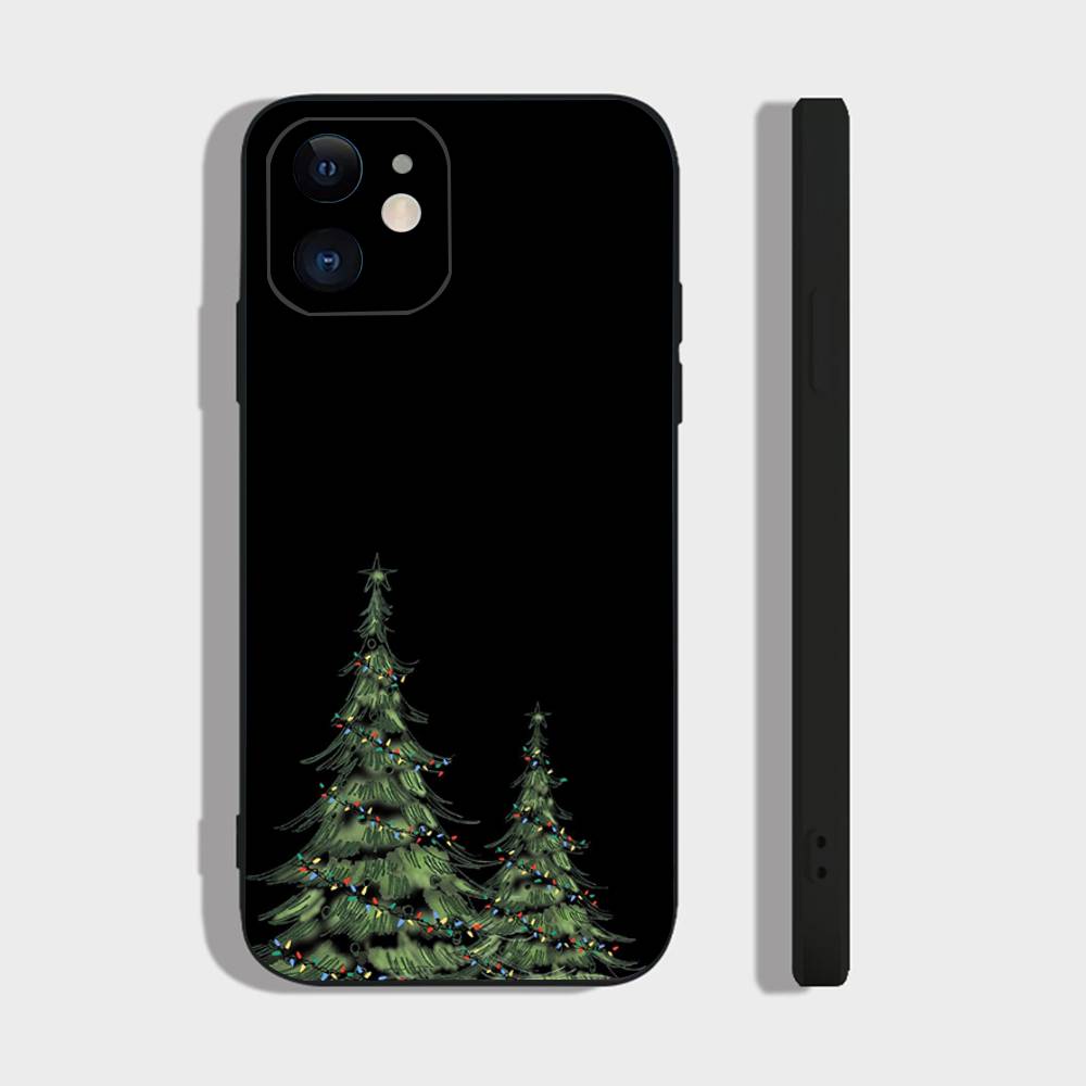 

Merry Christmas Tree Phone Case For IPhone 17 Air 16 15 14 13 Pro Max 11 12 Black Silicone Cover IPHONE 16PROMAX