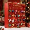 Christmas Hummingbird Ornaments Advent Calendar, 24 Days 2D Acrylic Colorful Pendants for Home, Office, Car, Tree & Wall Decor