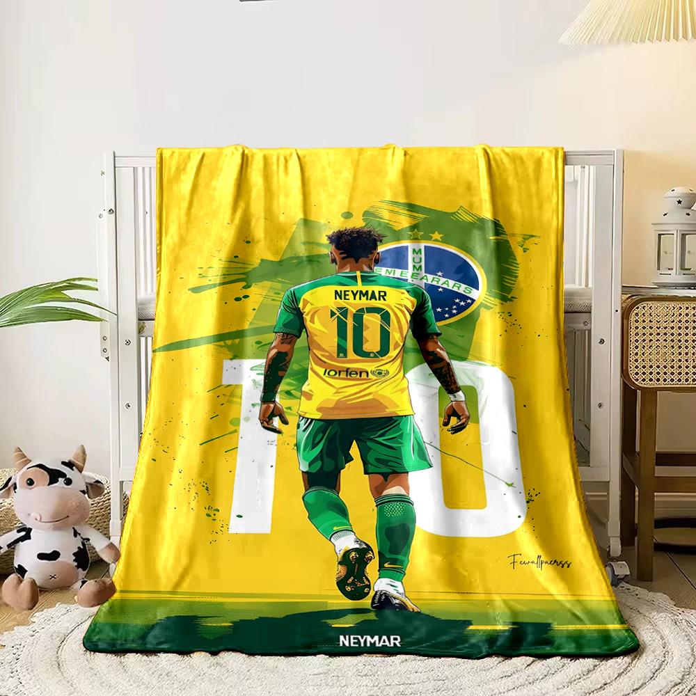 Yellow Brazil Soccer Designed Flannel blanket for bedroom, living room, sofa, and nap