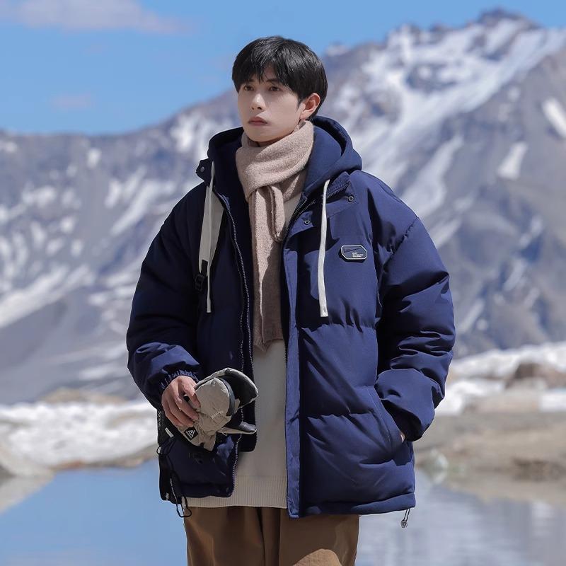 Fake Two-piece Cotton Coat Men's Jacket for Winter New Casual Loose Thickening