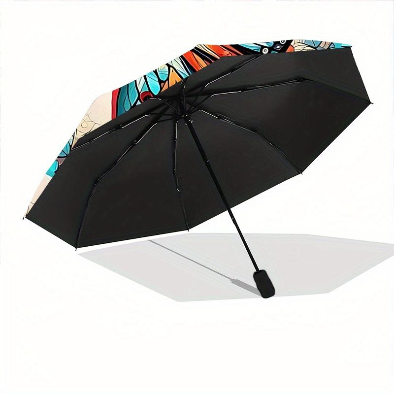 1pc Butterfly Mandala Folding Umbrella , 8 Ribs Casual Durable Lightweight Portable Travelling Umbrella For Men & Women yy250728073
