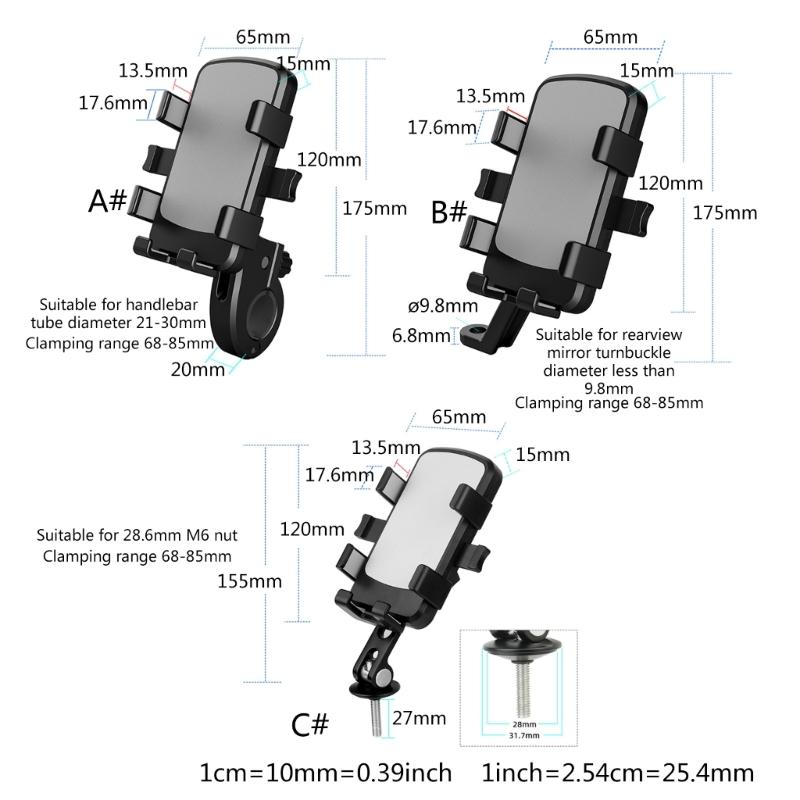 Bike Phone Holder Bracket, Motorcycle Phone Mount Adjustable Bike Handlebar Cell Phone Clamp Scooter Mobile Phone Clip