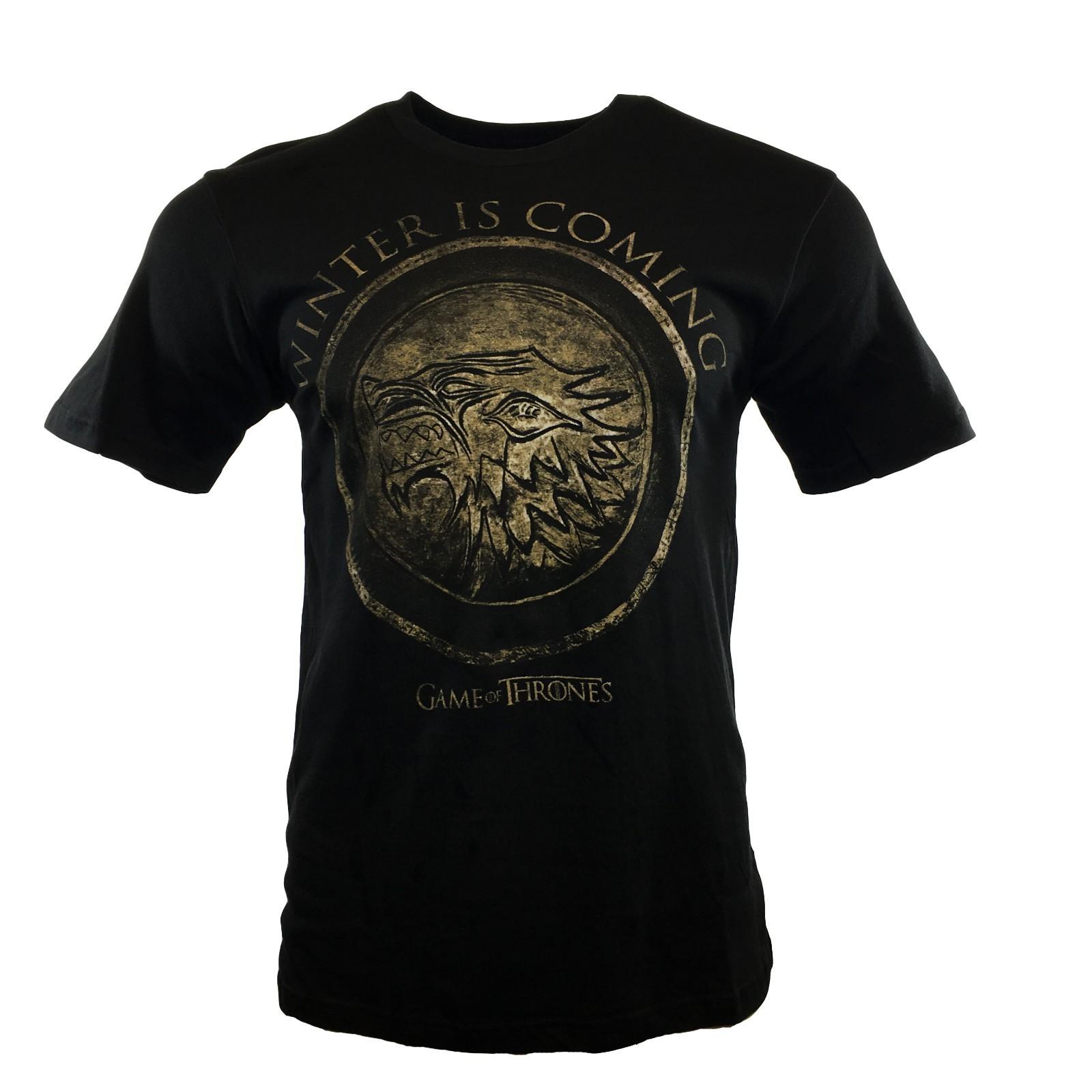 GAME OF THRONES Mens t shirt -WINTER IS COMING House of Stark Wolf- LAST SEASON M