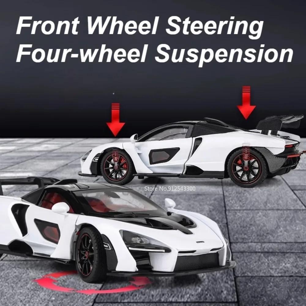 1:24 720S Senna Sports Car Toy Model Alloy Diecast Light Music Simulation Supercar Doors Opened Models Kids Collection Gifts