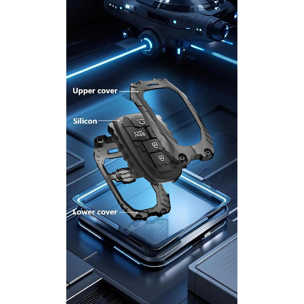 Key Fob Cover For Hyundai 5 Buttons Key Case,Heavy Key Shell Protector Keychain Accessories For 2024   Hyundai Sonata Tucson Santa Fe Palisade Key