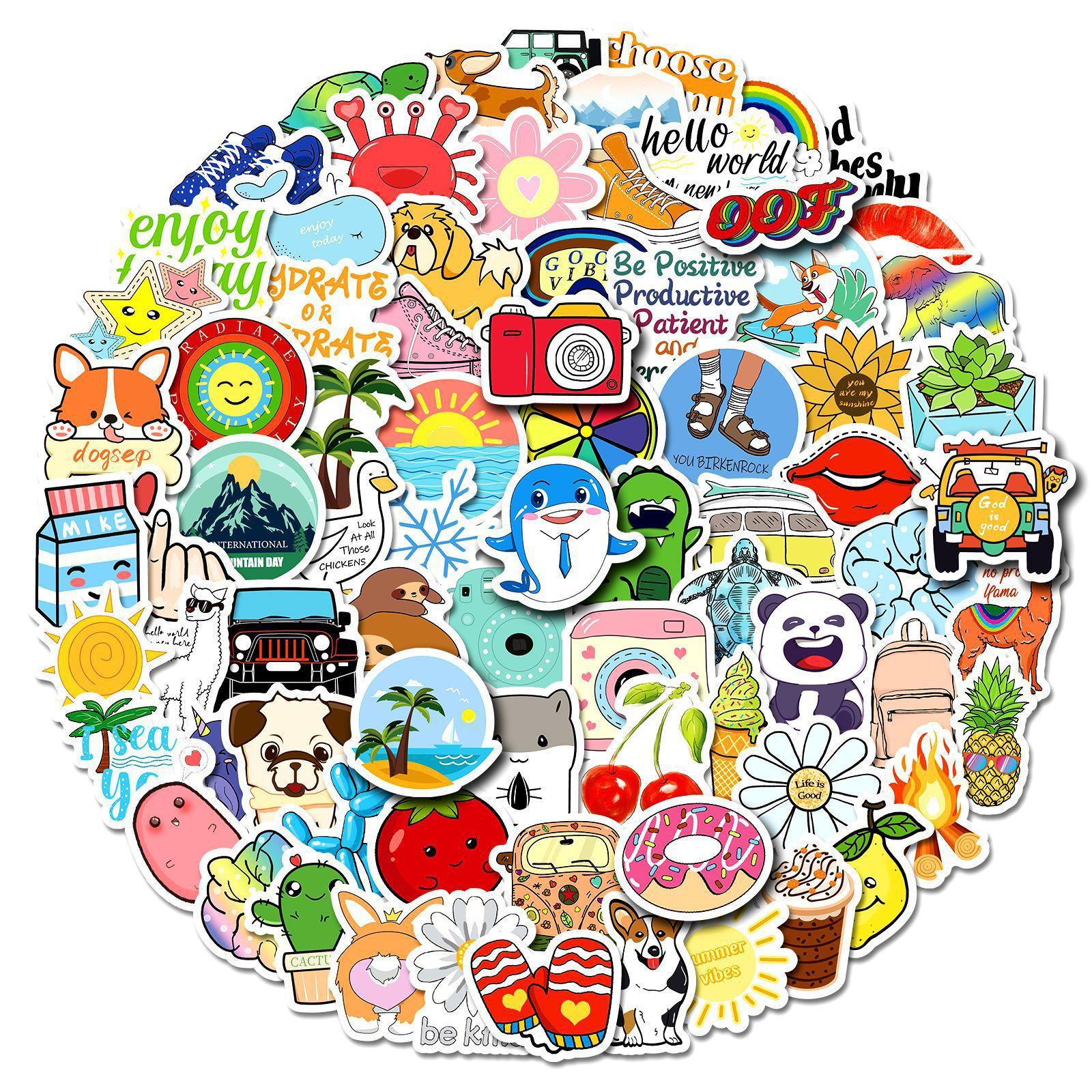 

100 Small Size 4Cm Small Fresh Mix And Match Children S Cartoon Stickers Water Cup Stationery Creative Cute Stickers
