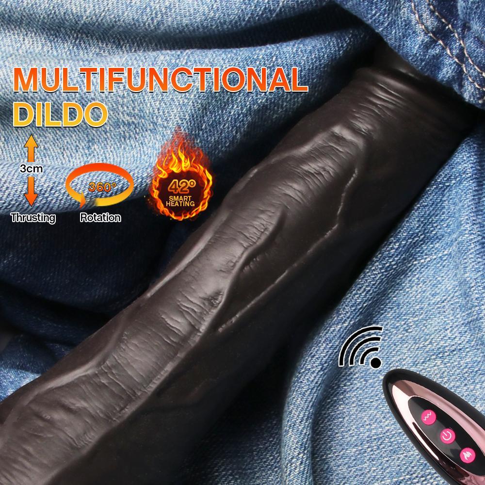 Realistické Dildo Vibrátor pro ženy Dildo Sex Toys Topení Dick Dálkové ovládání Teleskopické rotační penisové vibrátory Sex Machine