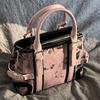 Mode Retro Handtasche Neue Frühjahr/Sommer PU Rosa Schwarz Design Große Kapazität Telefon Tasche Süße Coole Kleine Quadratische Tasche