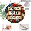 2D Flat, "Land of the Free, Because of the Brave" Patriotic Wreath Flag - Vintage Style Art, 7.87x7.87 Inches Decor for Home, Garden, Bar, Cafe