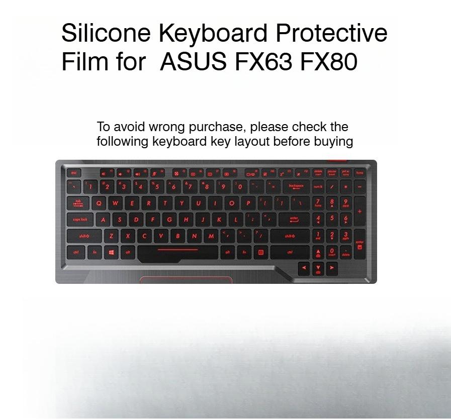 Silikon-Tastaturschutzfolie für ASUS FX63 FX80 15,6 Zoll Tastaturabdeckung für ASUS FX63 FX80 15,6 Zoll