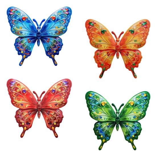 Yousheng Metall Schmetterling Wanddeko Außen Zaun Wandkunst Skulptur 3D Eisen Schmetterling Hängende Dekoration für Frühling Garten Terrasse Balkon Haus Hof
