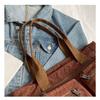 Corduroy Strawberry Print Tote Bag | Large Capacity Multi-Pocket Shoulder Crossbody Bag | Cute Kawaii School Commute Handbag