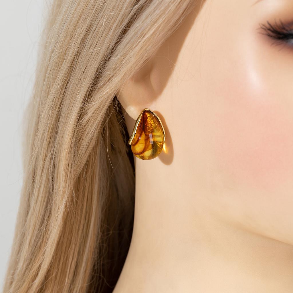 Maillard Clear Resin Stud Earrings Vintage Drop Shape Brown Acrylic Earring For Women  Jewelry Accessories