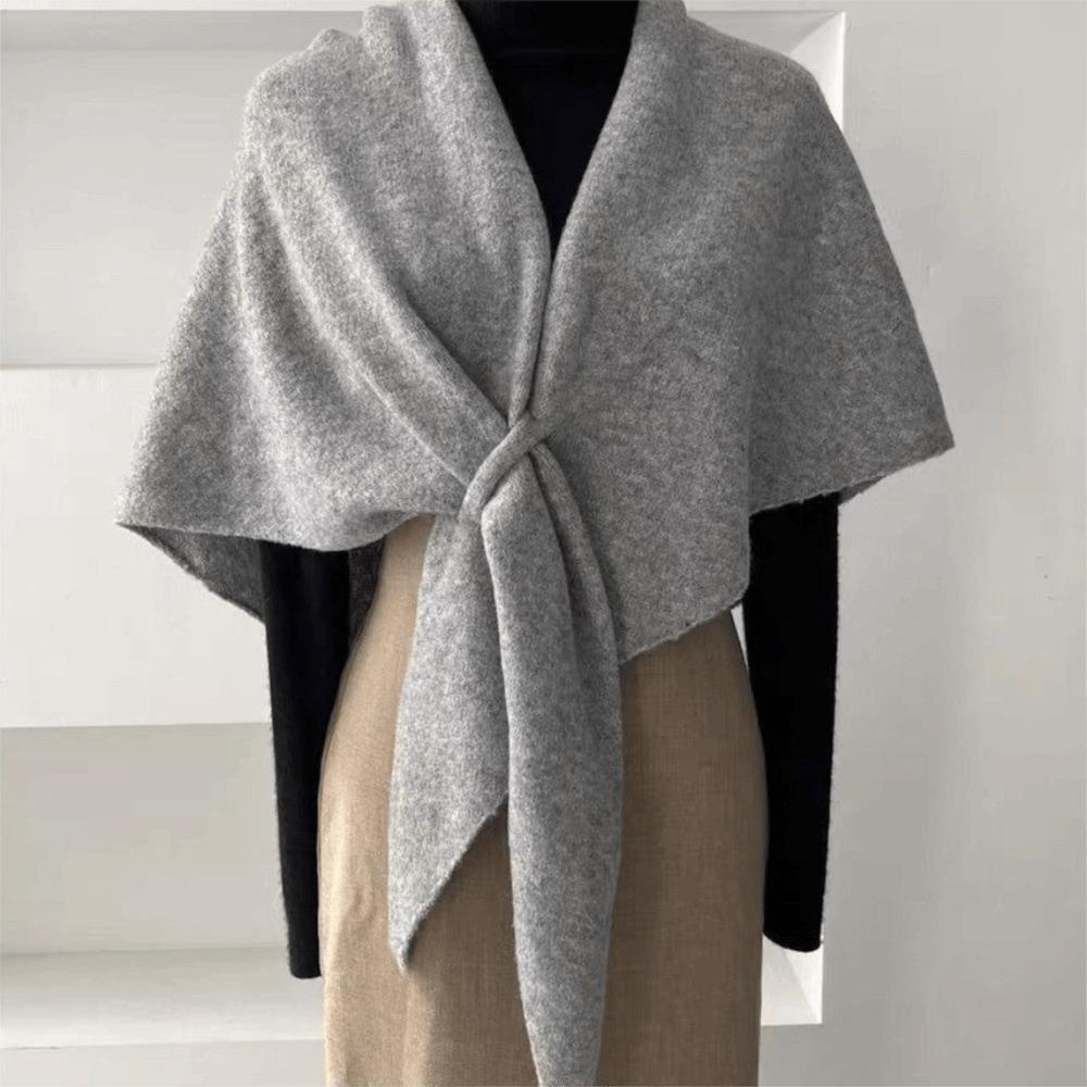 Plush Knitted Triangle Scarf Korean Style Cape Wraps Fashion Winter Shawl Women/Men