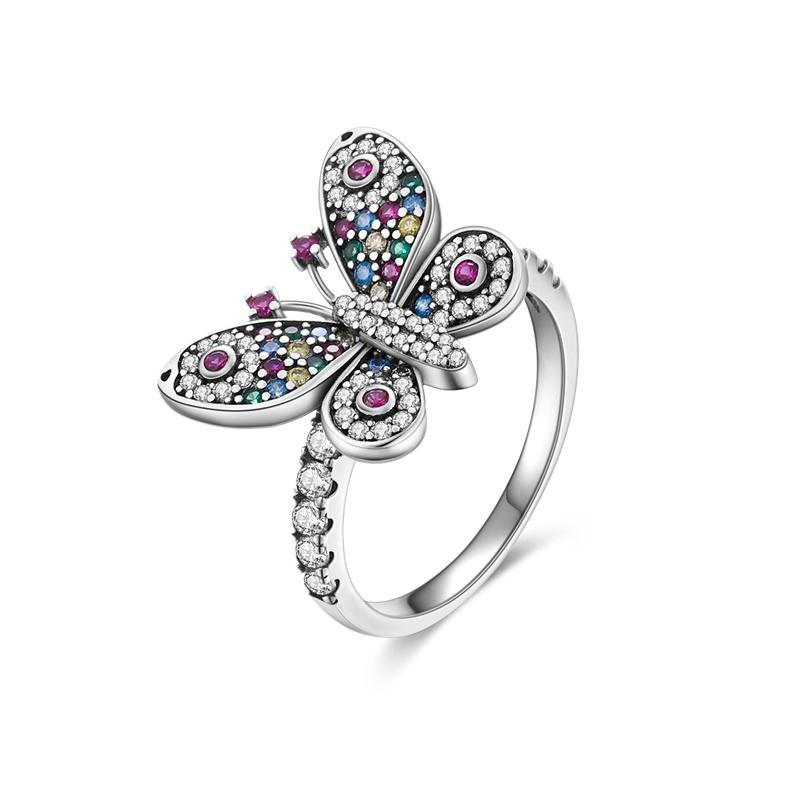 925 Silver Butterfly Dragonfly Insect Closed Ring For Women Valentine's Birthday Gifts DIY Wedding Jewelry Accessory