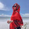 Ethnic Shawl Scarf Seaside Sunscreen Beach Silk Scarf Red Big Yarn Women'S Desert Travel Ladies Po Accessories Ladies