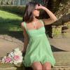 Solid Color Hollow Slim Sling Dress Sexy Halter Ruffled Dress