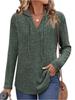 2025 Autumn/Winter Women's Plus Size V-Neck Hooded Ribbed Long Sleeve Loose T-Shirt