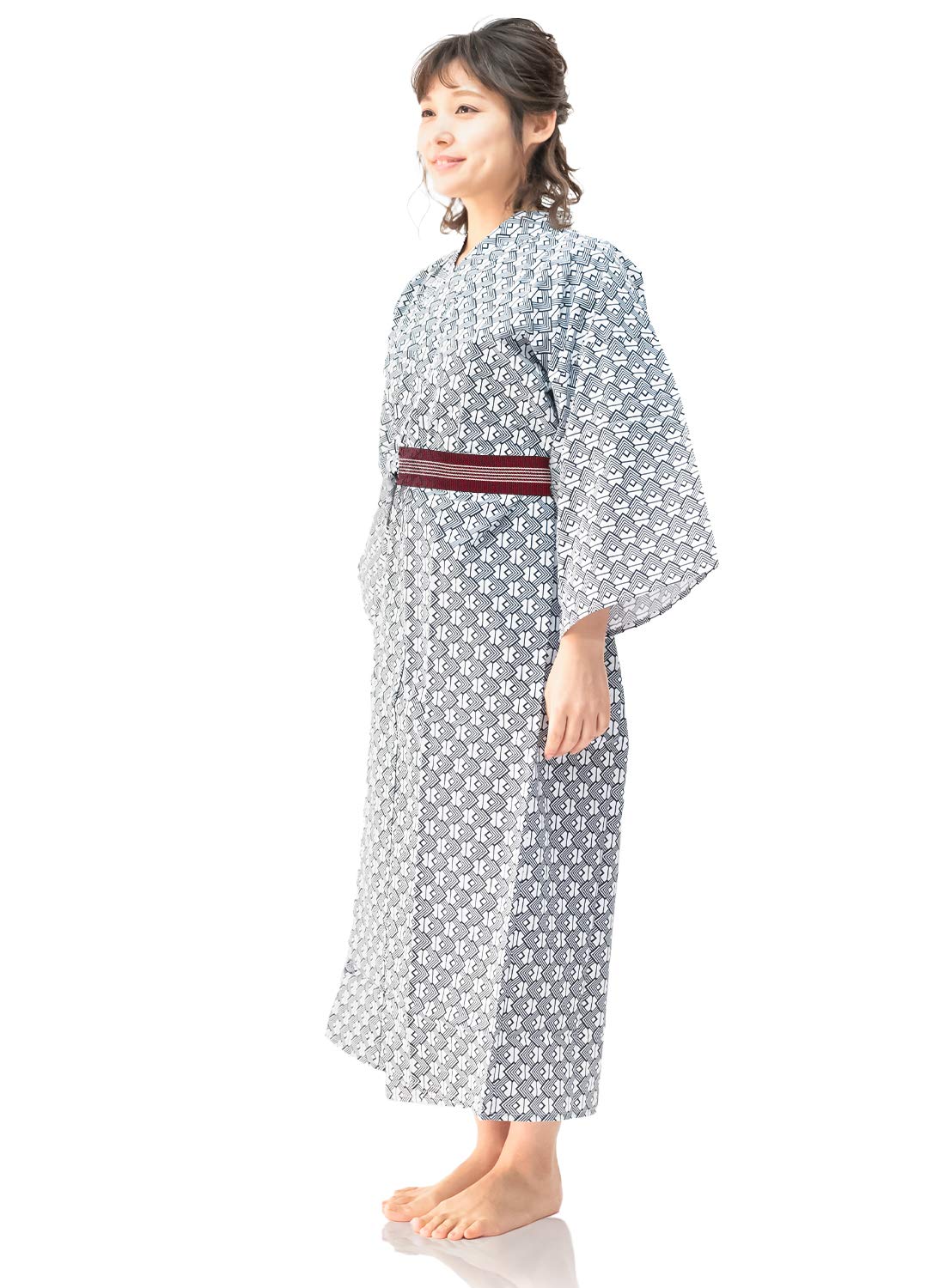 

Комплект рёкан юката и [KYOETSU] женский из 3 предметов (Юката, Оби, Шнур) (145, 03)