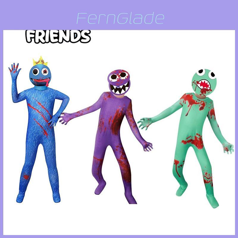 Buntes Roblox Rainbow Friends Cosplay Kostüm Jumpsuit für Kinder und Erwachsene