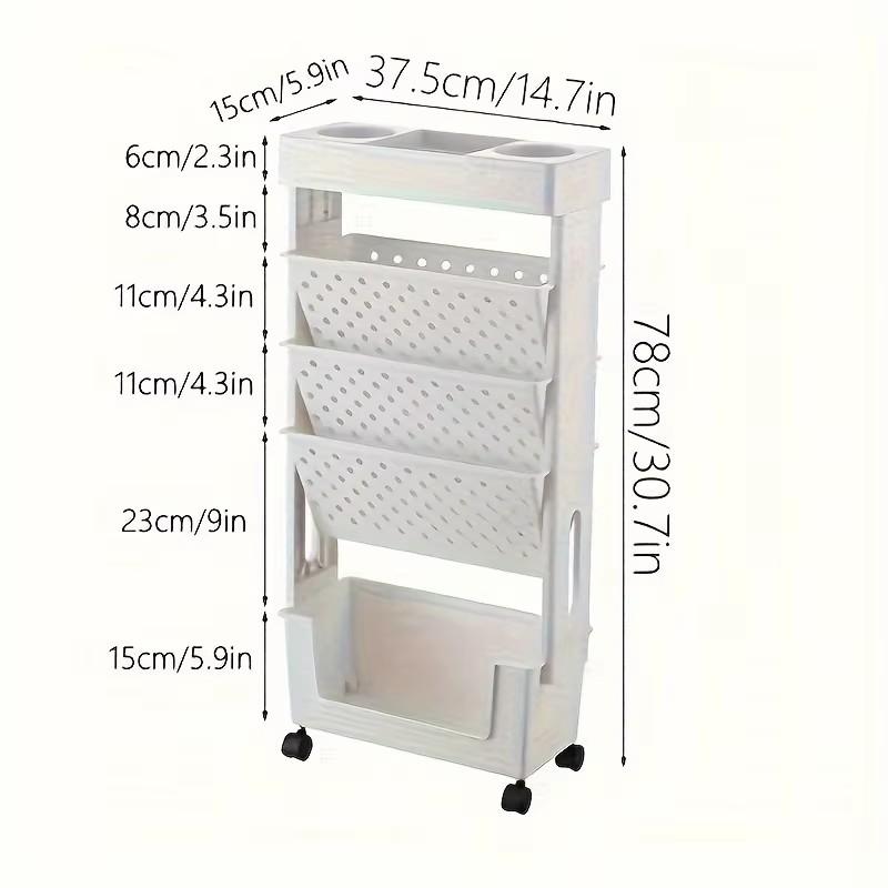 Scaffale Stretto Libreria Tavolo Scaffale con Ruote Laterali Rimovibile a Pavimento Libreria Multi Piano per Dormitorio con Ruote Accessori per la Casa