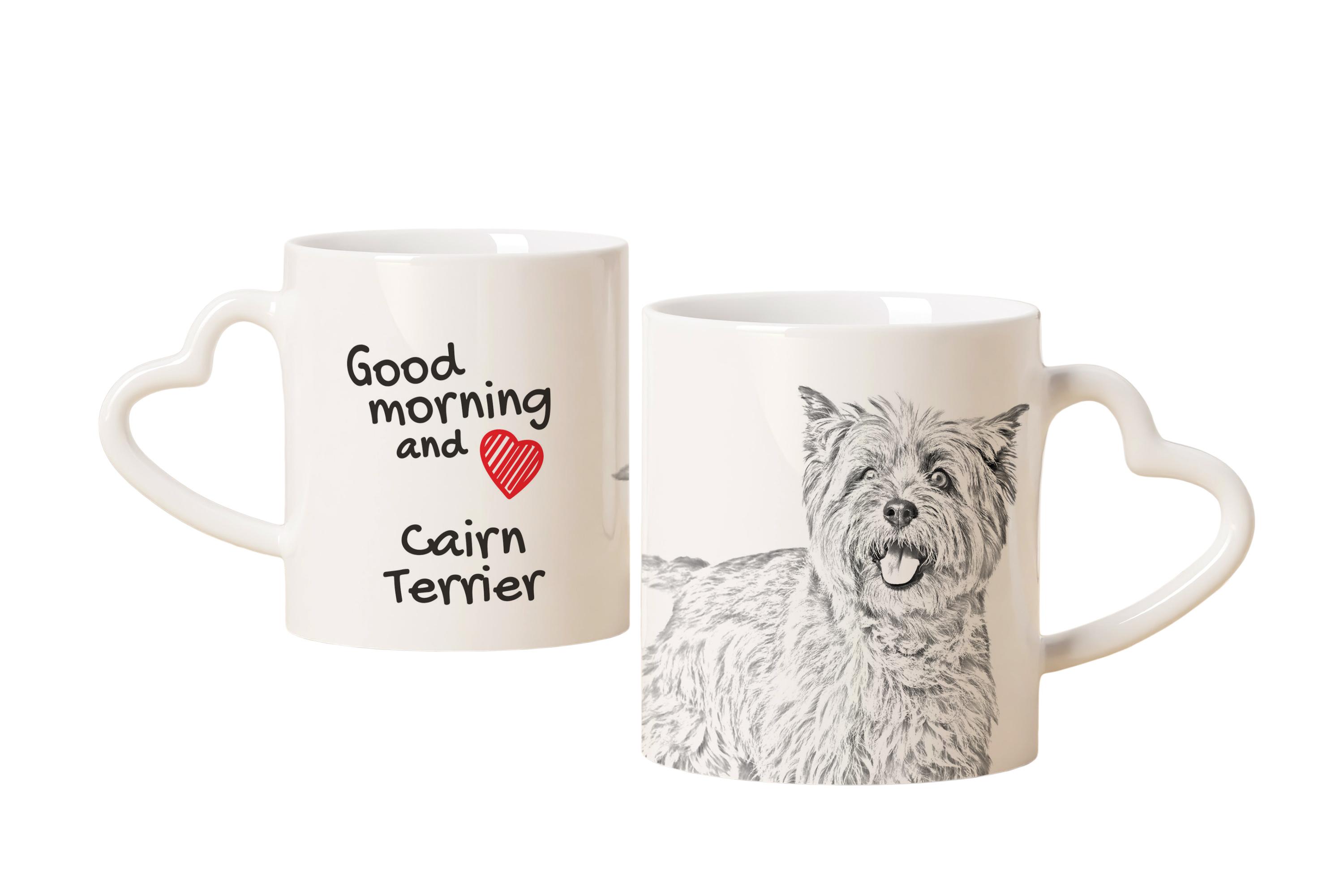 

Cairn Terrier - cup with a dog, adorable cup with a heart-shaped handle, universal gift from the Art-Dog brand білий