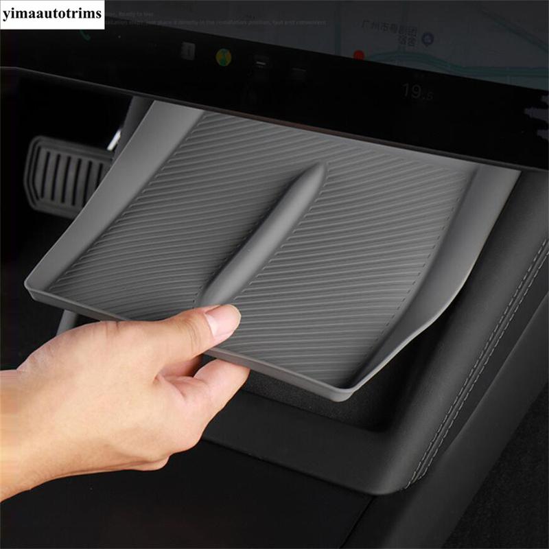 Car Central Control Wireless Silicone Pad Phone Mat Protection Decoration Cover Fit For Tesla Model 3 2024 Accessories Interior