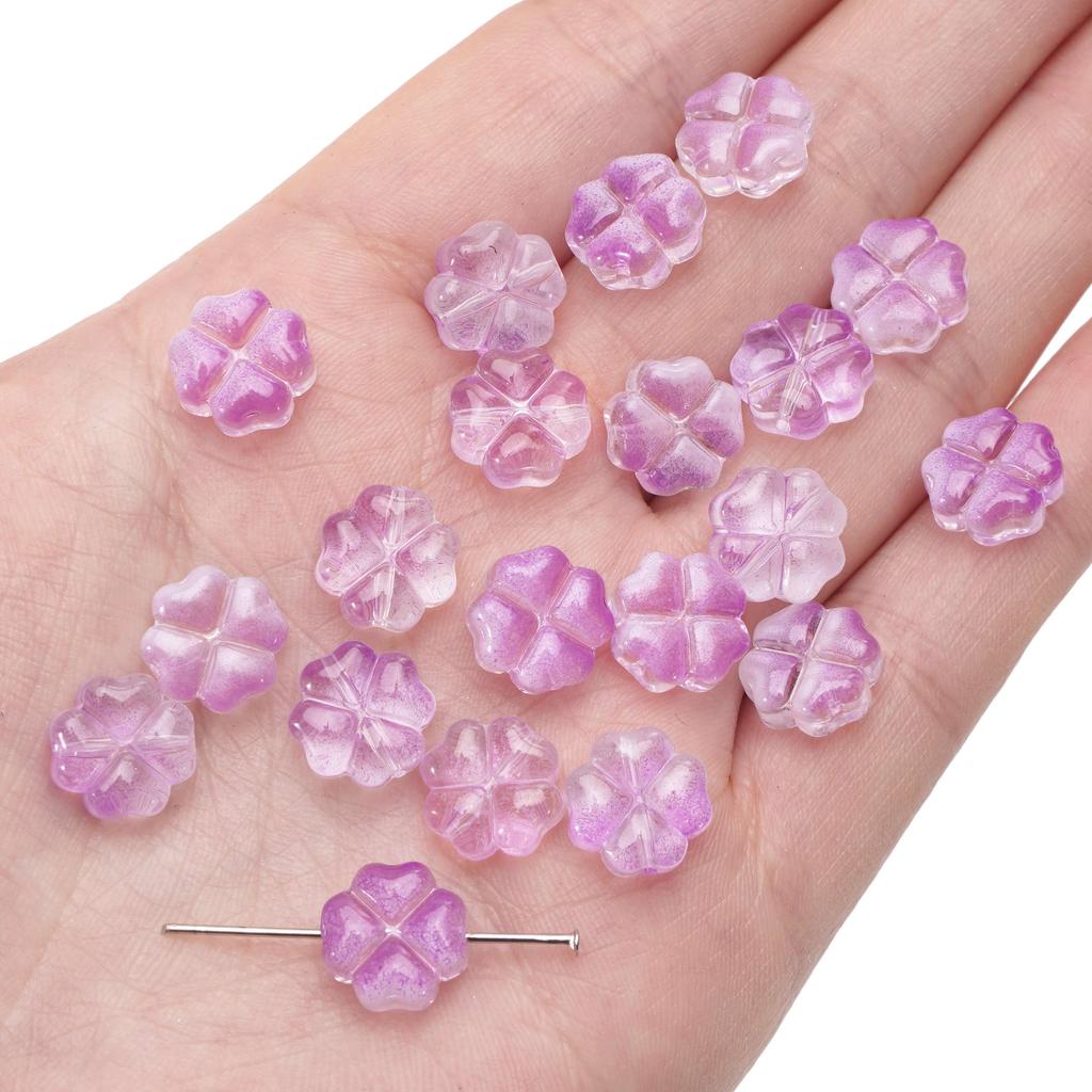 20 adet/torba 10mm cam çiçek boncuk Charm ara parça boncuk küpe kolye DIY takı yapımı