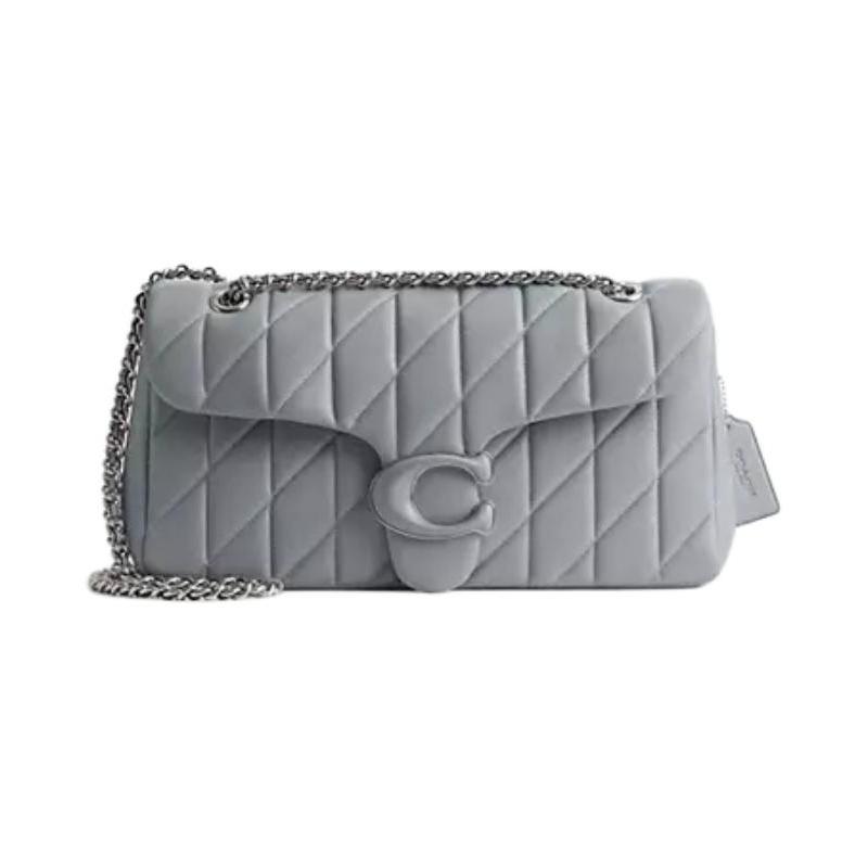 

COACH Tabby 33 Quilted Tabby Push-Lock Closure Nappa Leather Crossbody Shoulder Bag Large Women s Gray Blue синій