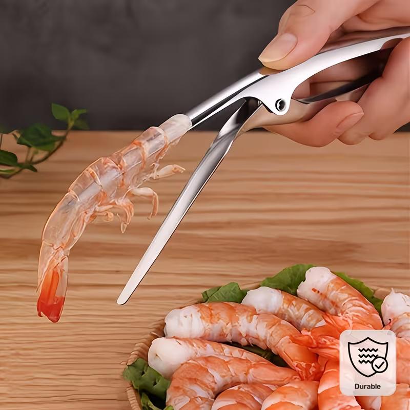 Stainless Steel Shrimp Peeler Tool Herringbone Seafood Shell Remover Lobster Crab Prawn Deveiner Kitchen Gadget for Effortless Shelling