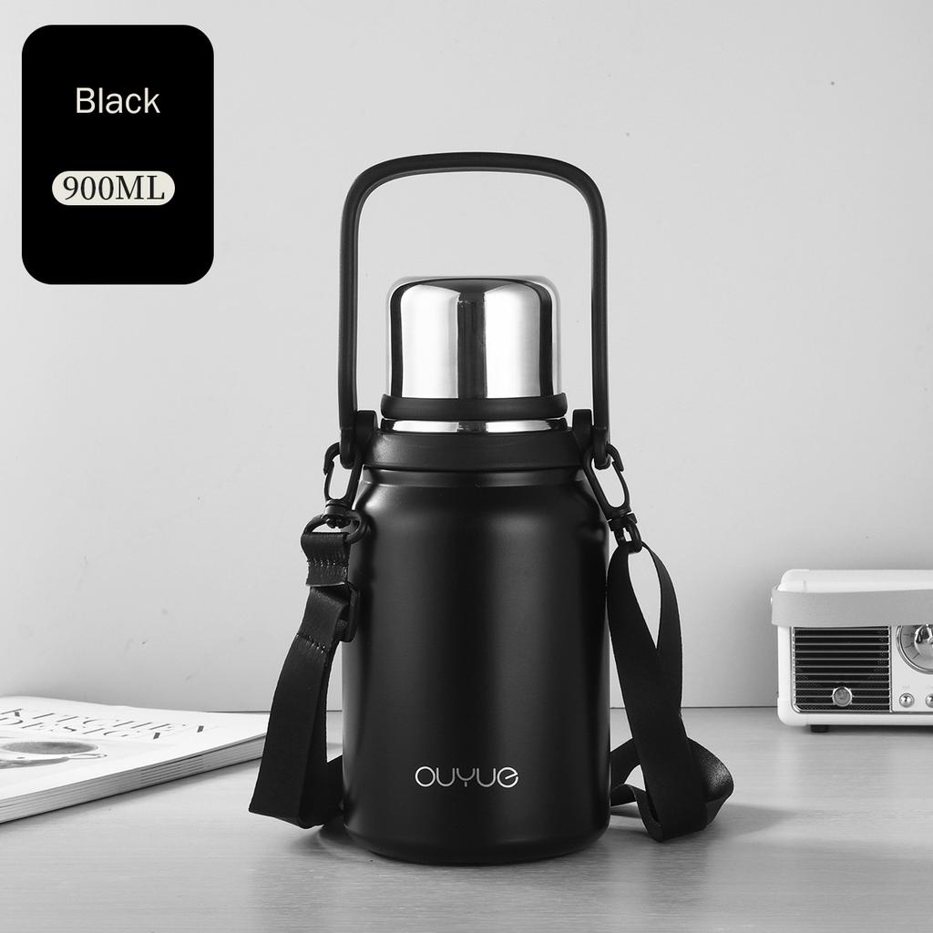 MeyJig Termosflaska med stor kapacitet Vakuumflaska Rostfritt stål Isolerad Termisk Vattenflaska 900ml