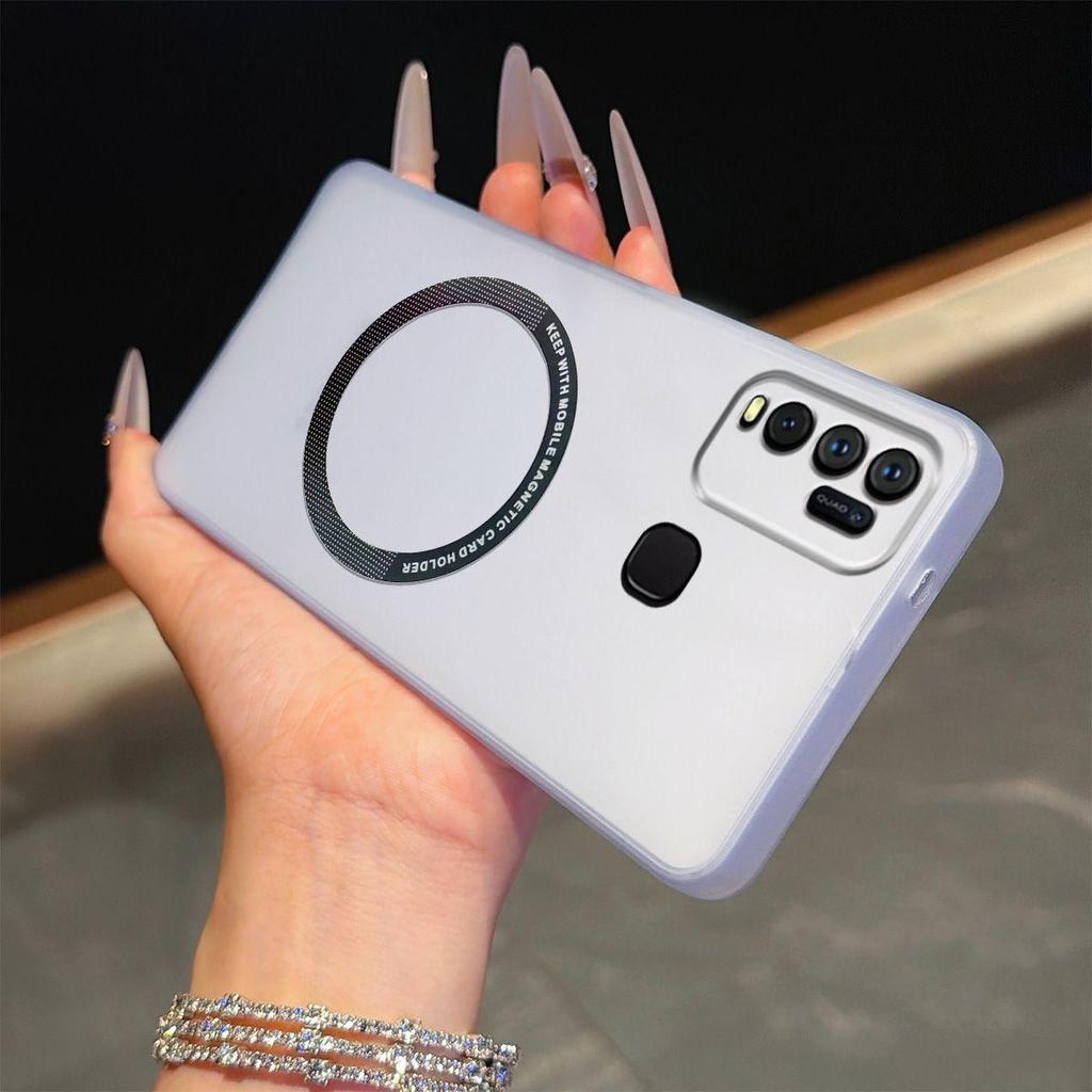 Magnetic Semi‑Transparent Matte Phone Case for Vivo Y50,Y30 4G Soft TPU Shockproof Cover