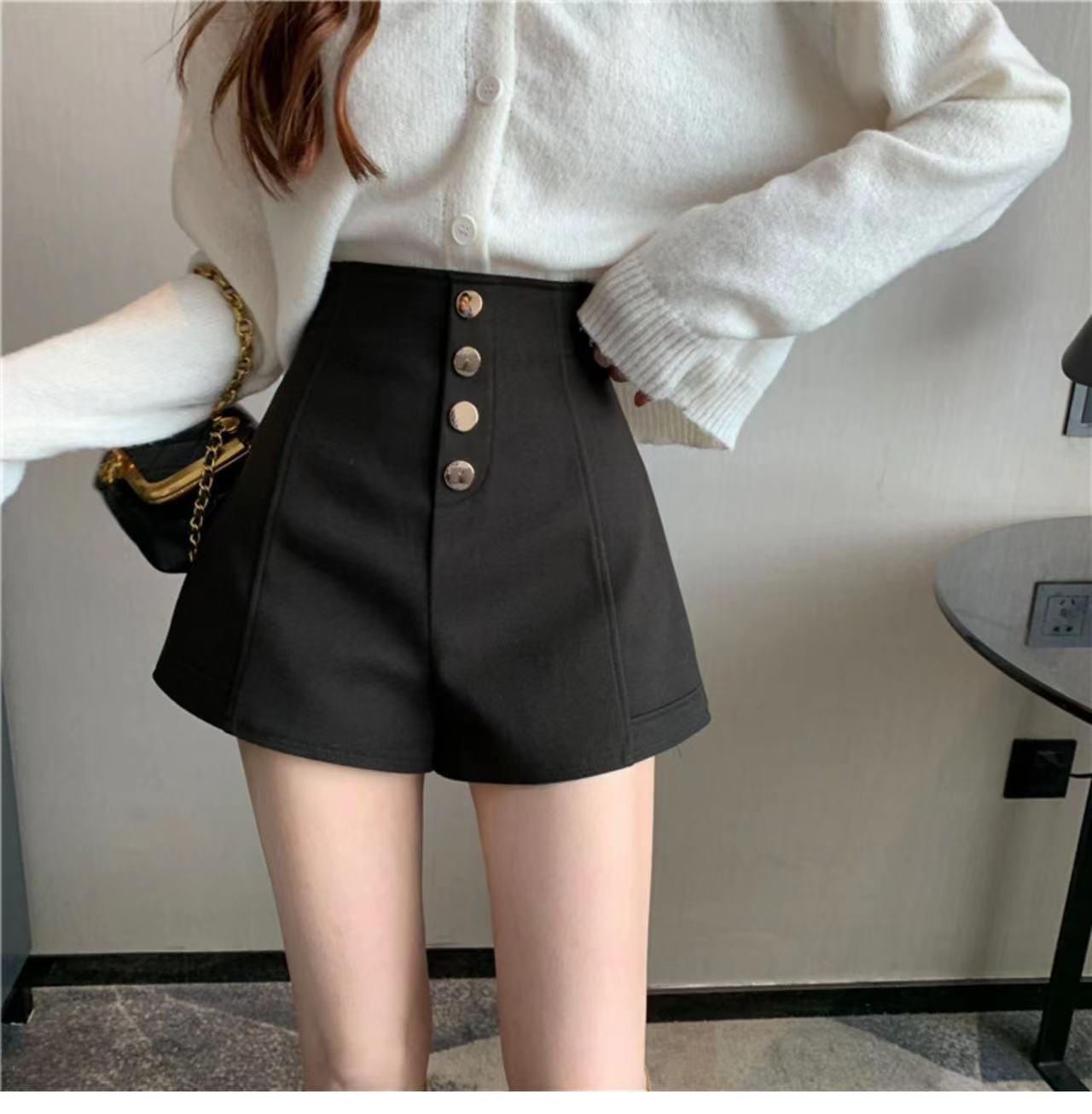 2024 Summer Stylish High-Waisted Ultra-Shorts: Chic Women s A-Line Butt Shorts & Casual Waist Bag Skort Hot Pants XL чёрный