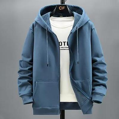 Felpa Taglie Forti Uomo Autunno Inverno Felpa con Cappuccio in Pile Giacca Monocolore con Cappuccio