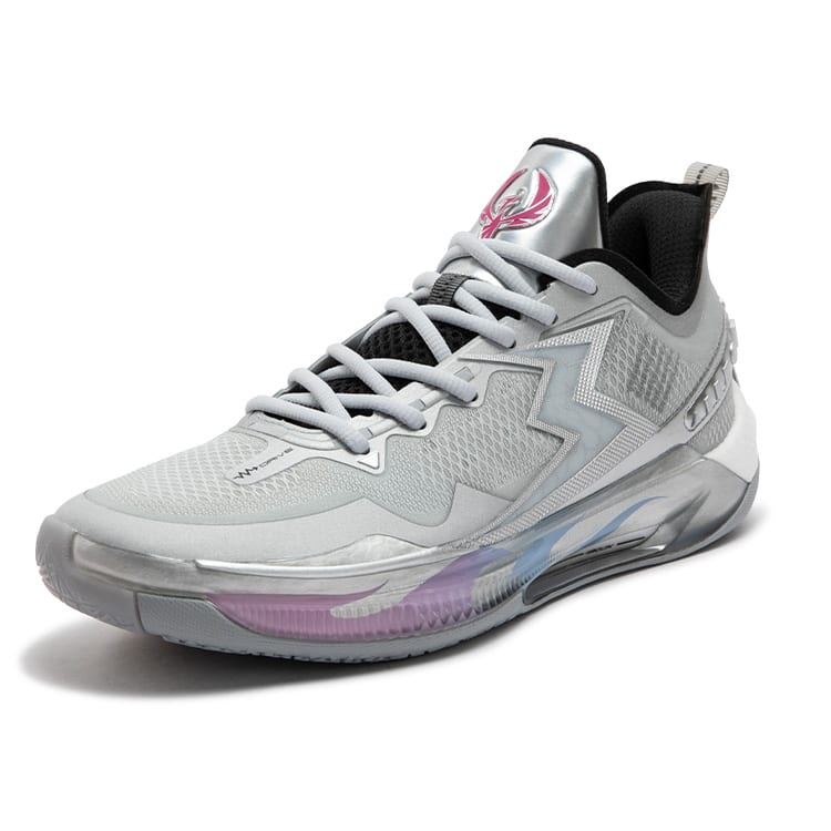 361 BIG3 5.0 Quick PRO Basketball Shoes Men's Low Top Silver White/Obsidian Black 672421111-20