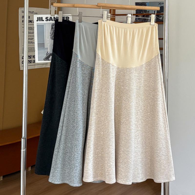 2026 Spring High-Waisted Maternity Support Skirt - Loose, Simple Design with Large Hem