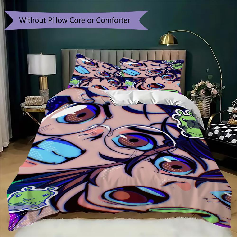 Dandadan Pattern Bedding,Quilt Set Quilt Cover Pillowcase Home Birthday Gift(1 * duvet cover + 2 * pillowcase, without core)_lx