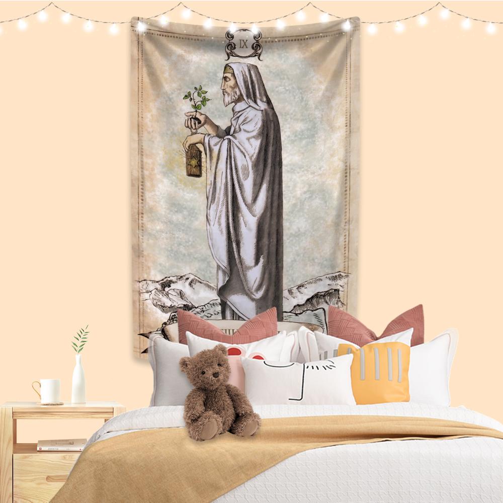 

Психоделический гобелен Таро Винтажная иллюстрация с принтом Бохо Декор комнаты Эстетичный настенный фон Одеяло на диван 29x37in