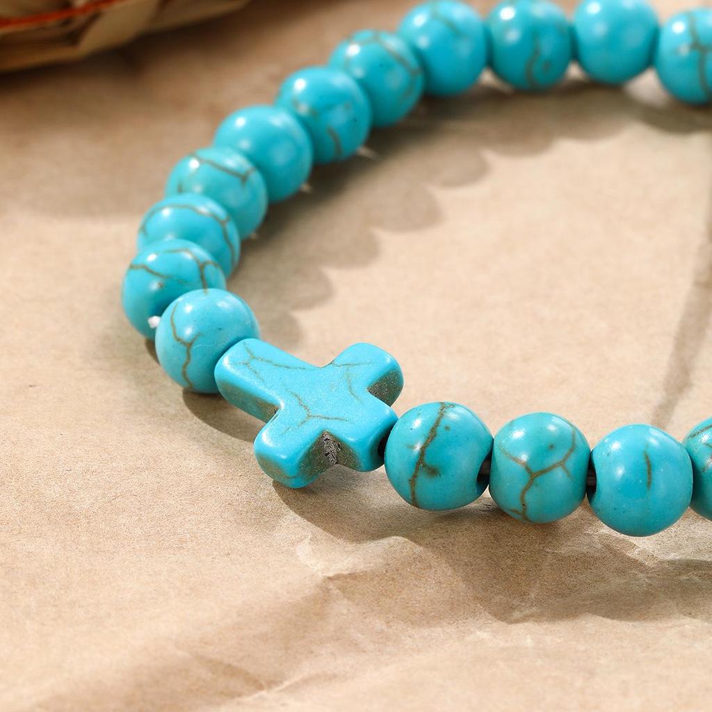 Vintage Turquoise and Natural Stone Bead Bracelet Set