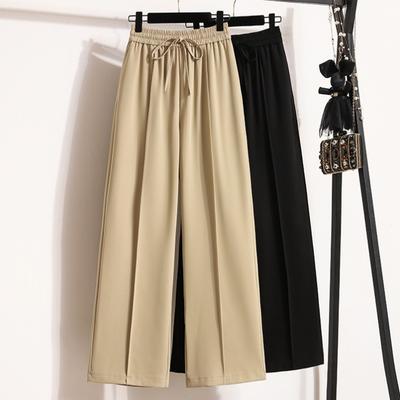 2024 Plus Size Spring Long Pants Women High Waist Vintage Belt Straight Solid Pants Loose Casual Basic Trousers Wide Leg Pants 5XL