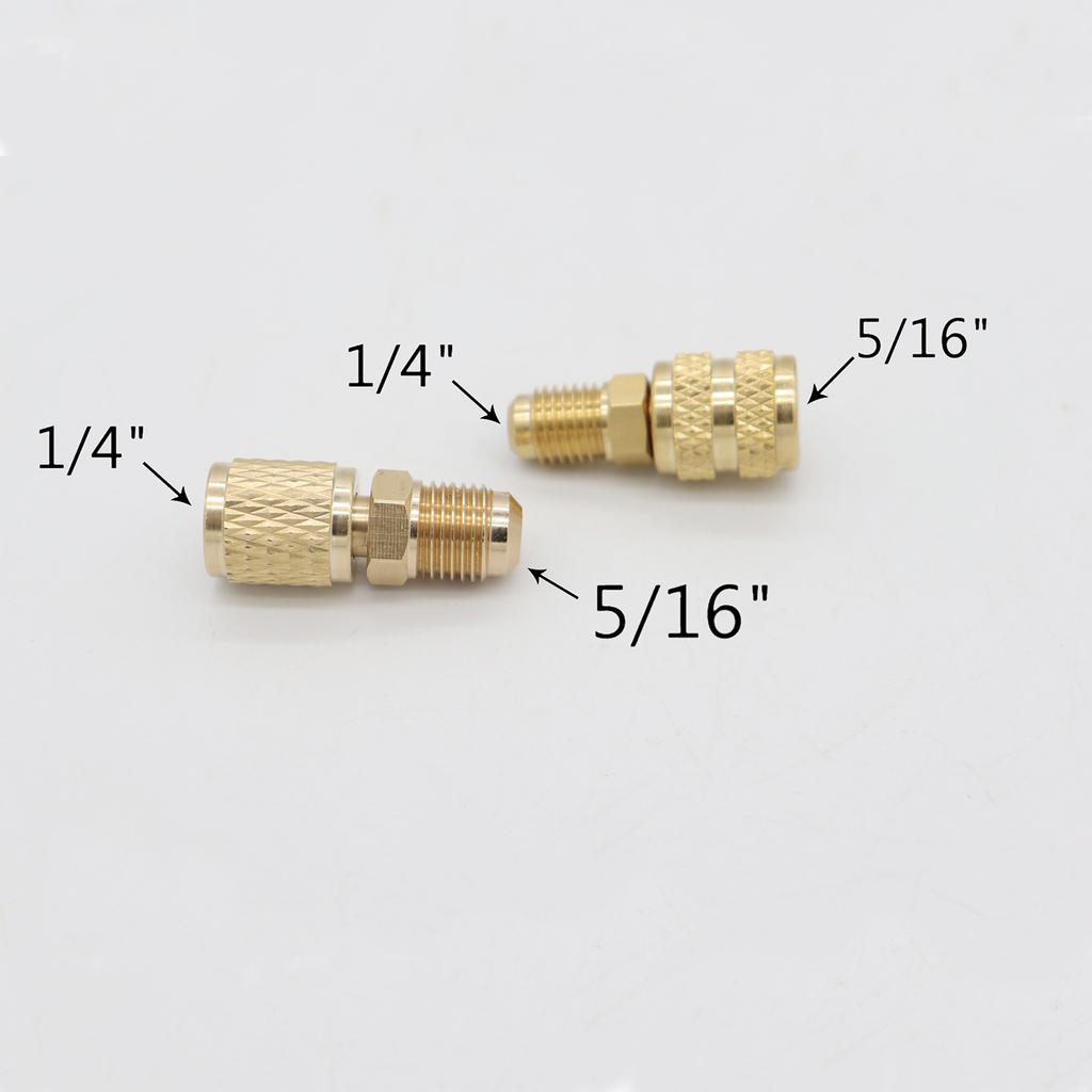 2pcs R410a AC Adapter 5/16" 1/4" SAE Male Female For Valve System Tool SAE External Thread 1/4" SAE Car Accessories