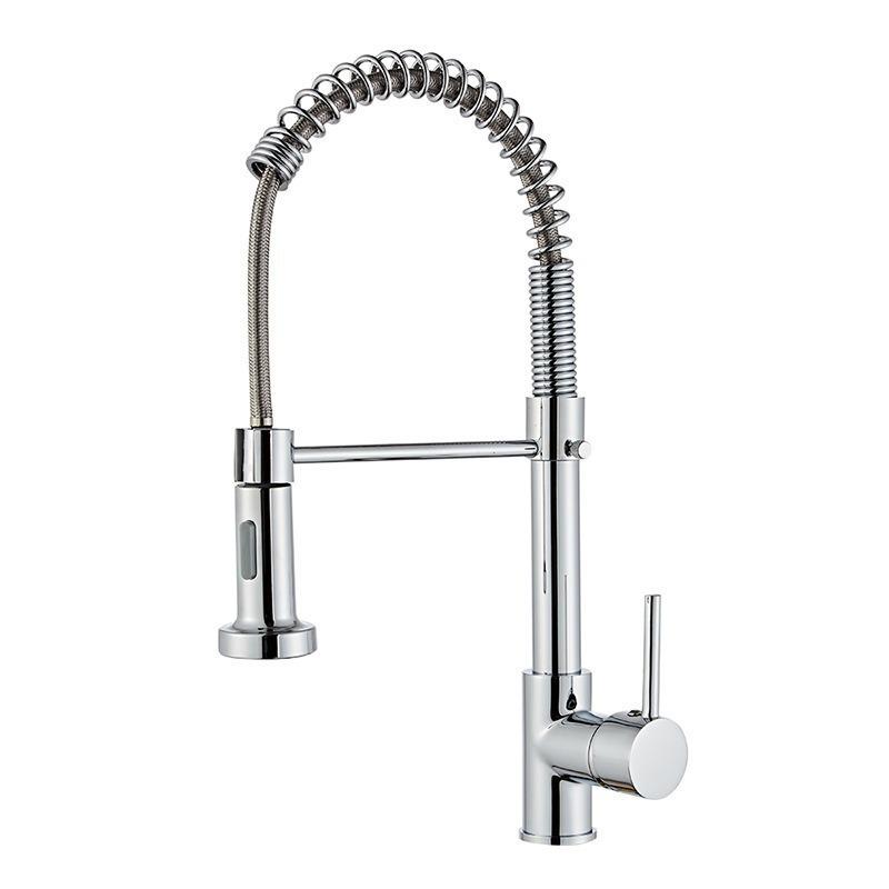 Black Pull-Out Spring Kitchen Faucet with Hot and Cold Features
