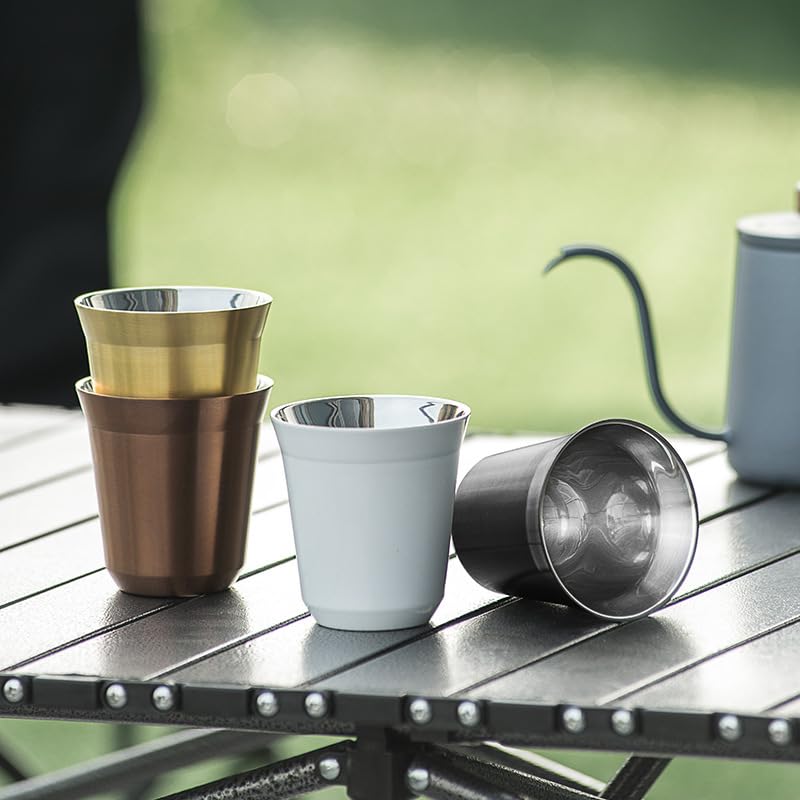 Set of 2 Stainless Steel Espresso 160ml for or Whiskey Cups, Double-Walled Insulated, Capacity, Coffee, Sake,